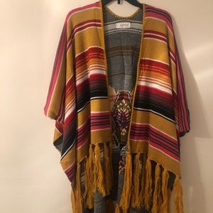 Oversized striped poncho